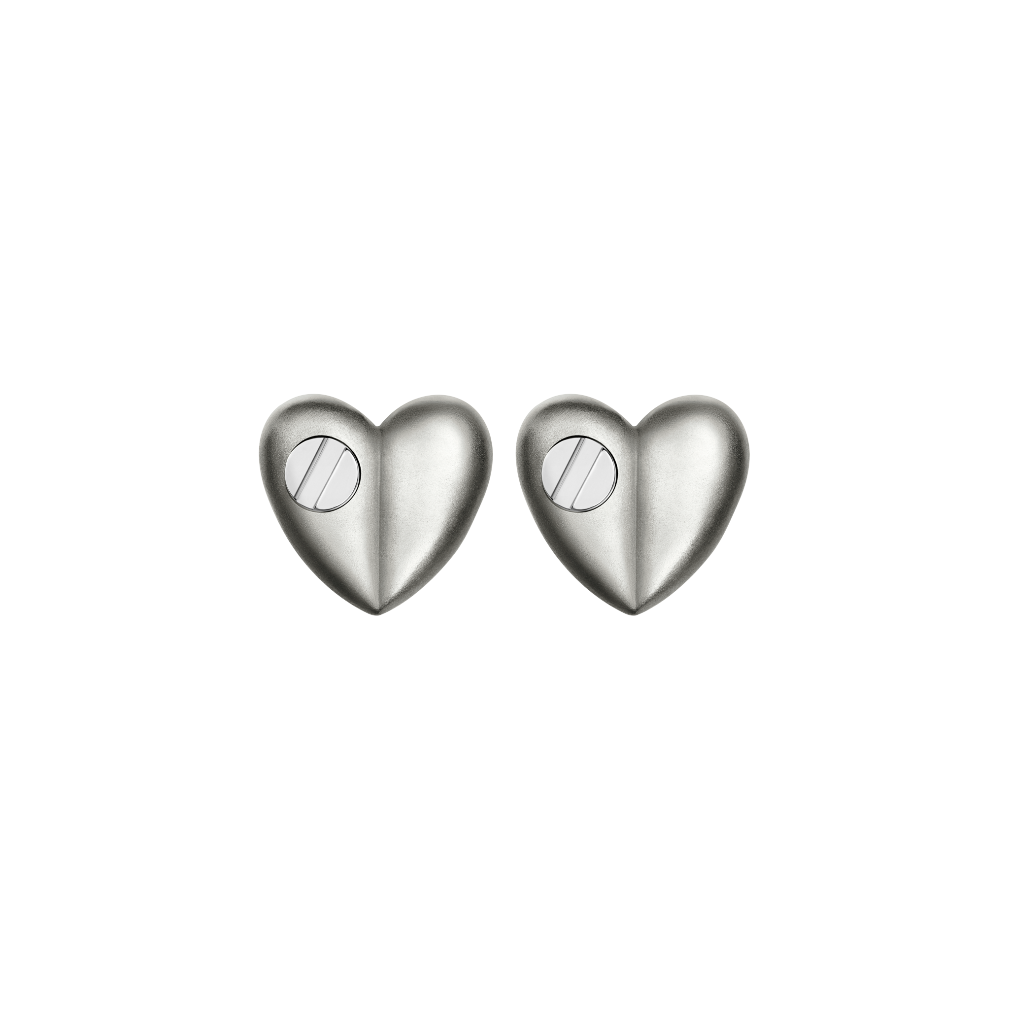 A detail of Heart Studs with Screw Mini in White Gold